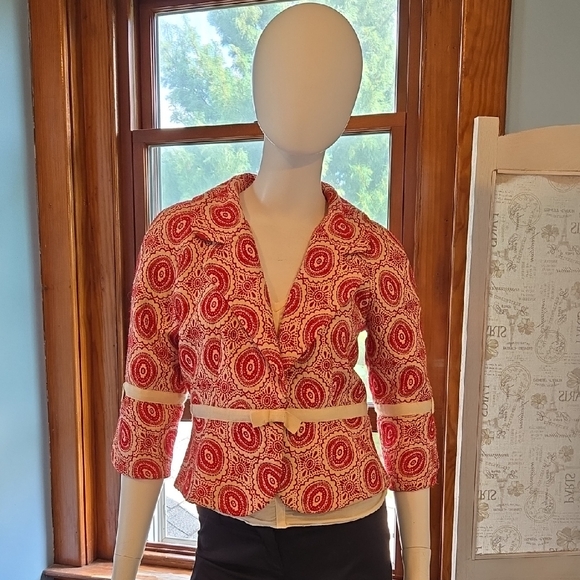 Arden B Tops - Vintage Girly Red Patterned Women's Blazer M